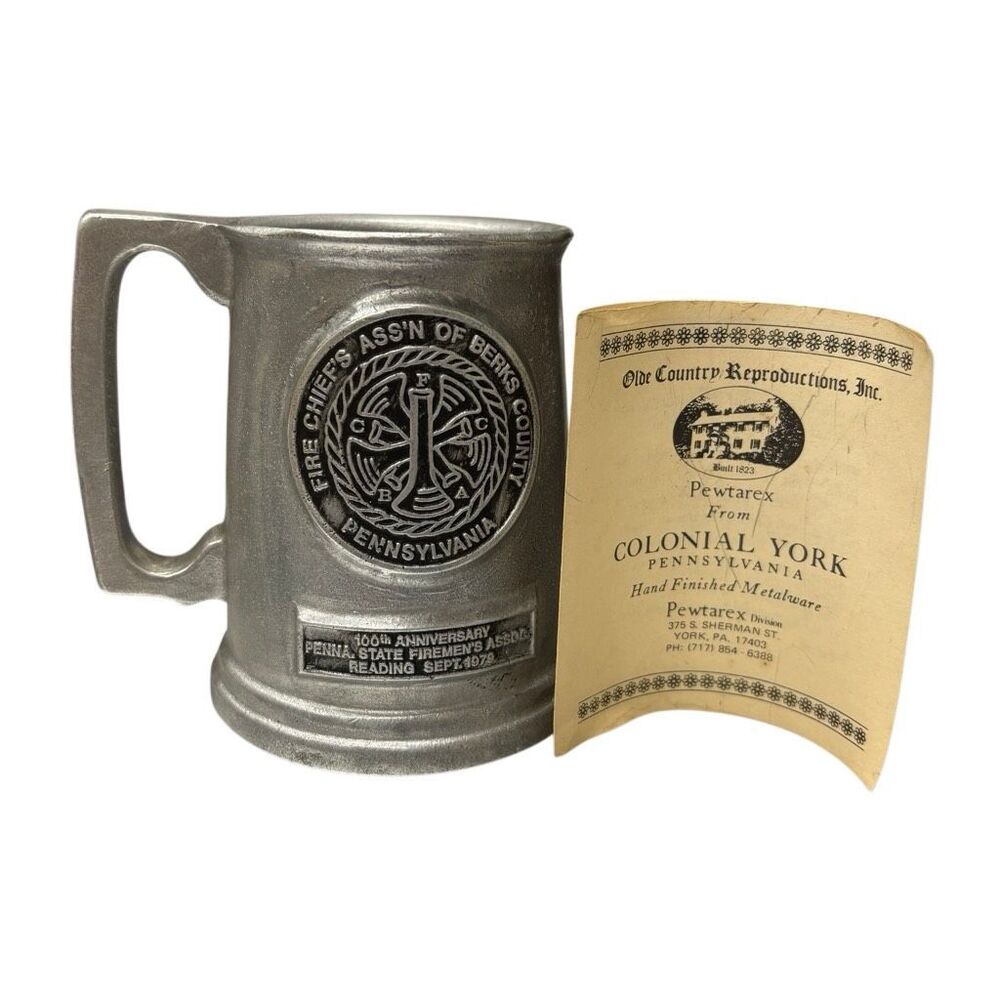 Fire Chief’ Association Of Berks County Pennsylvania 100th Anniversary Pewter Mu
